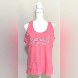 Comfort Colors Womens M Pink Kindness Is Free Racerback Tank Top Classic Comfy